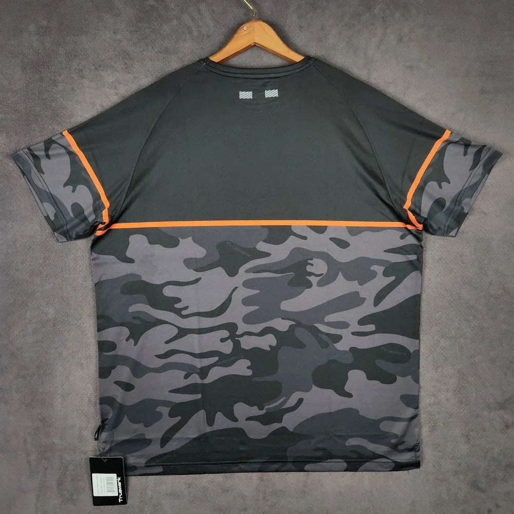 Truewerk T.5 Shirt Mens XXL Black Gray Camo Orange Short Sleeve Performance NEW